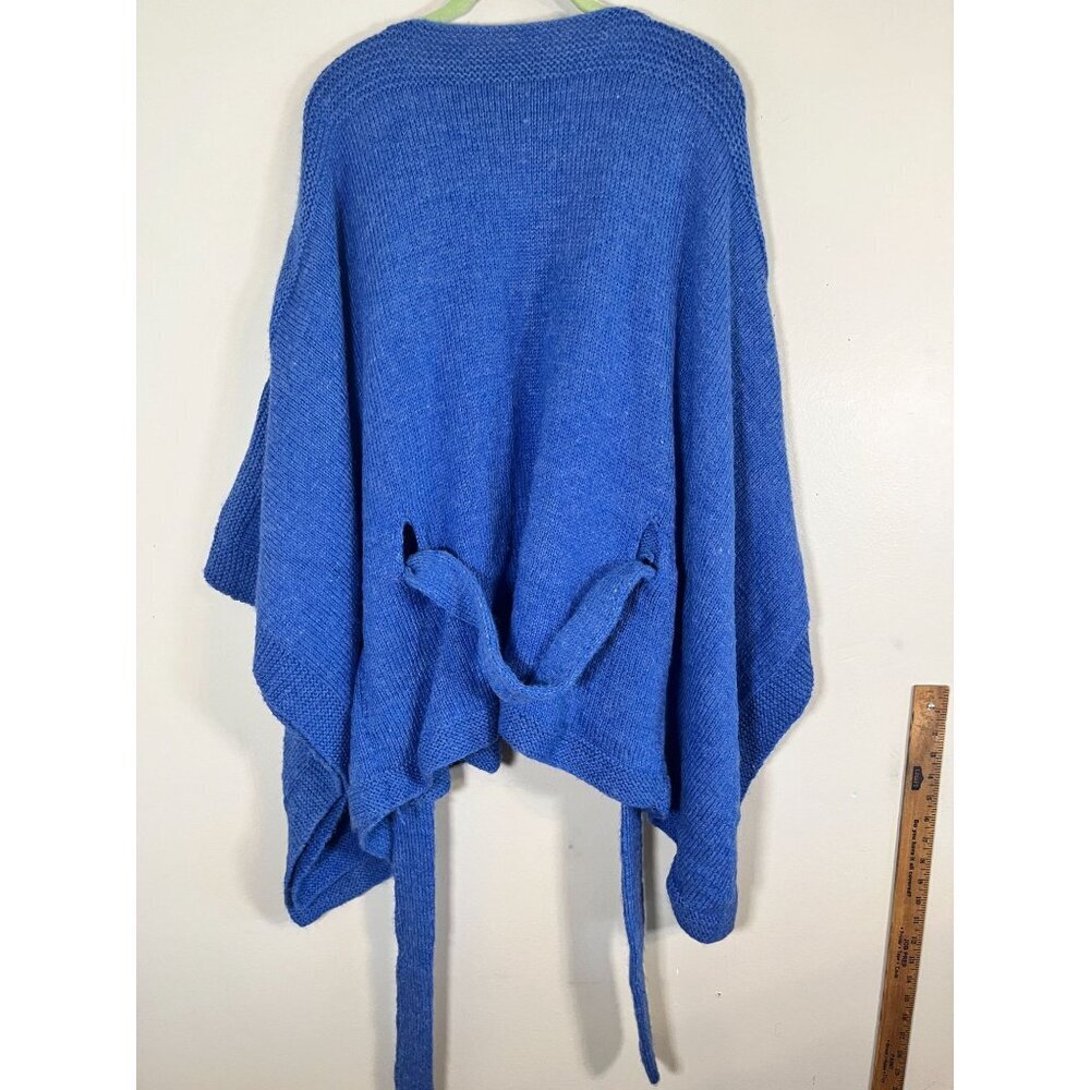 Retro Hand Knit Sweater OS Blue Coastal Preppy Classic Chic Festive Holiday 80s - Picture 2 of 9